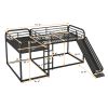 Full and Twin Size L-Shaped Bunk Bed with Slide and Short Ladder