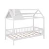 Twin Size Wood House Bed with Fence