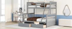 Twin-Over-Full Bunk Bed with Ladders and Two Storage Drawers