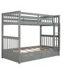 Twin-Over-Twin Bunk Bed with Ladders and Two Storage