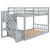 Twin over Twin Floor Bunk Bed;  Ladder with Storage