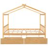 Full Size House Platform Bed with Two Drawers; Headboard and Footboard; Roof Design