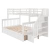 Stairway Twin-Over-Full Bunk Bed with Drawer;  Storage and Guard Rail for Bedroom;  Dorm;  for Adults