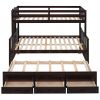 Twin-Over-Full Bunk Bed with Twin size Trundle ;  Separable Bunk Bed with Drawers for Bedroom