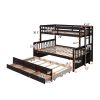 Twin-Over-Full Bunk Bed with Twin size Trundle ;  Separable Bunk Bed with Drawers for Bedroom