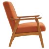 Solid Wood Armrest Teddy Velvet Simple Single Indoor Lounge Chair Backrest Burnt Orange