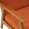 Solid Wood Armrest Teddy Velvet Simple Single Indoor Lounge Chair Backrest Burnt Orange