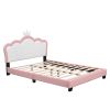 Full size Upholstered Princess Bed With Crown Headboard,Full Size Platform Bed with Headboard and Footboard