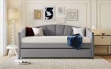 Upholstered Daybed Sofa Bed Twin Size With Trundle Bed and Wood Slat