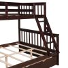 Twin-Over-Full Bunk Bed with Ladders and Two Storage Drawers