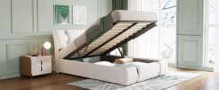 Full Size Upholstered Faux Leather Platform bed with a Hydraulic Storage System