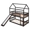 Twin Over Twin Bunk Bed with Slide, House Bed with Slide