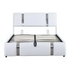 Full Size Upholstered Faux Leather Platform bed with a Hydraulic Storage System