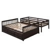 Twin-Over-Full Bunk Bed with Twin size Trundle ;  Separable Bunk Bed with Drawers for Bedroom