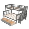 Stairway Twin-Over-Full Bunk Bed with Drawer;  Storage and Guard Rail for Bedroom;  Dorm;  for Adults