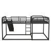 Full and Twin Size L-Shaped Bunk Bed with Slide and Short Ladder