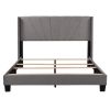 Queen Size Velvet Upholstered Platform Bed, Box Spring Needed