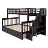 Stairway Twin-Over-Full Bunk Bed with Drawer;  Storage and Guard Rail for Bedroom;  Dorm;  for Adults