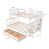 Stairway Twin-Over-Full Bunk Bed with Drawer;  Storage and Guard Rail for Bedroom;  Dorm;  for Adults