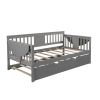 Twin Wooden Daybed with Trundle Bed , Sofa Bed for Bedroom Living Room