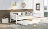 Twin Wooden Daybed with Trundle Bed , Sofa Bed for Bedroom Living Room