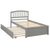 Twin size Platform Bed Wood Bed Frame with Trundle