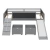 win size Loft Bed Wood Bed with Two Storage Boxes