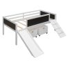 win size Loft Bed Wood Bed with Two Storage Boxes