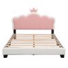 Full size Upholstered Princess Bed With Crown Headboard,Full Size Platform Bed with Headboard and Footboard