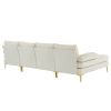 280*130*85 U-Shaped 4-Seat Linen Seat Frame Wooden Frame Back Iron Frame Golden Feet Indoor Modular Sofa Beige