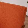 Solid Wood Armrest Teddy Velvet Simple Single Indoor Lounge Chair Backrest Burnt Orange