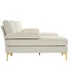 280*130*85 U-Shaped 4-Seat Linen Seat Frame Wooden Frame Back Iron Frame Golden Feet Indoor Modular Sofa Beige