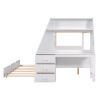 Twin over Full Bunk Bed with Trundle and Built-in Desk;  Three Storage Drawers and Shelf