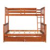 Twin-Over-Full Bunk Bed with Ladders and Two Storage Drawers