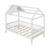 Twin Size Wood House Bed with Fence