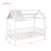 Twin Size Wood House Bed with Fence