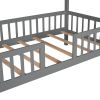 Twin Size Wood House Bed with Fence