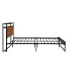 Queen Size Metal Platform Bed Frame with Sockets;  USB Ports and Slat Support ; No Box Spring Needed