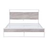 Queen Size Metal Platform Bed Frame with Sockets;  USB Ports and Slat Support ; No Box Spring Needed