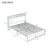 Queen Size Metal Platform Bed Frame with Sockets;  USB Ports and Slat Support ; No Box Spring Needed