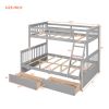 Twin-Over-Full Bunk Bed with Ladders and Two Storage Drawers