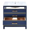 [Viedo]Modern 30inch Navy Blue/White Bathroom Vanity Cabinet Combo with Open
Storge, Two Drawers